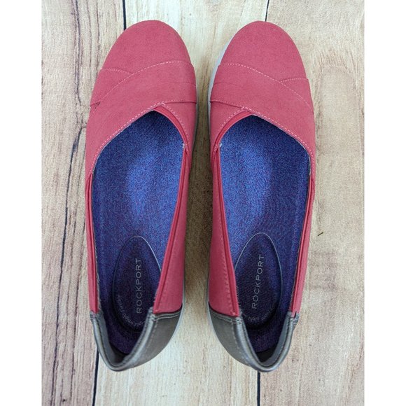 ROCKPORT Emalyn Casual Slip-On Flat Sneaker Coral Sz 8.5 Metallic Heel - Picture 5 of 10